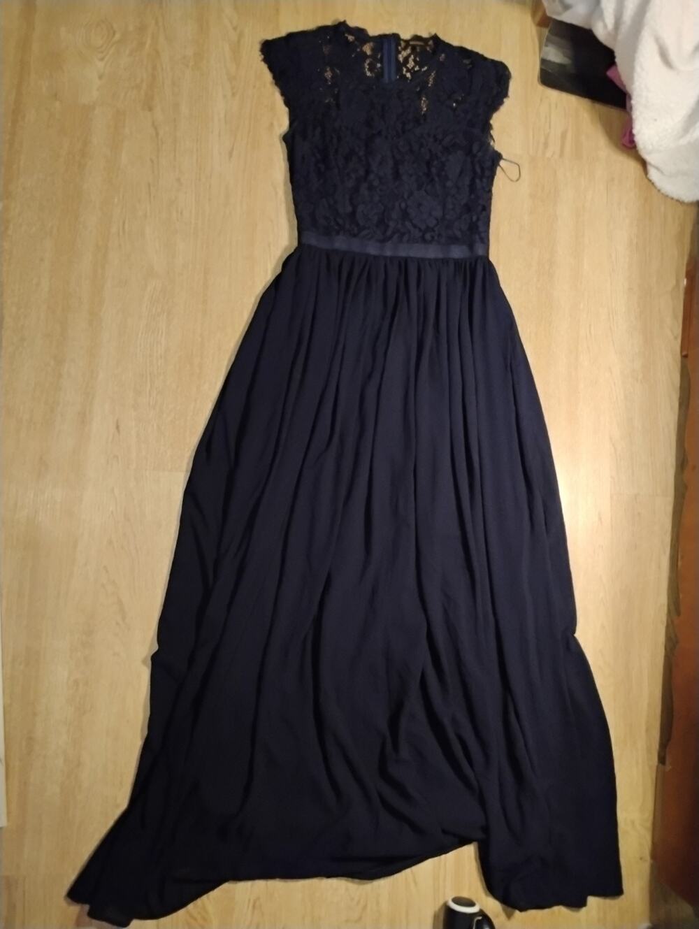 Miusol Black Lace Top Chiffon Skirt Gown Medium
